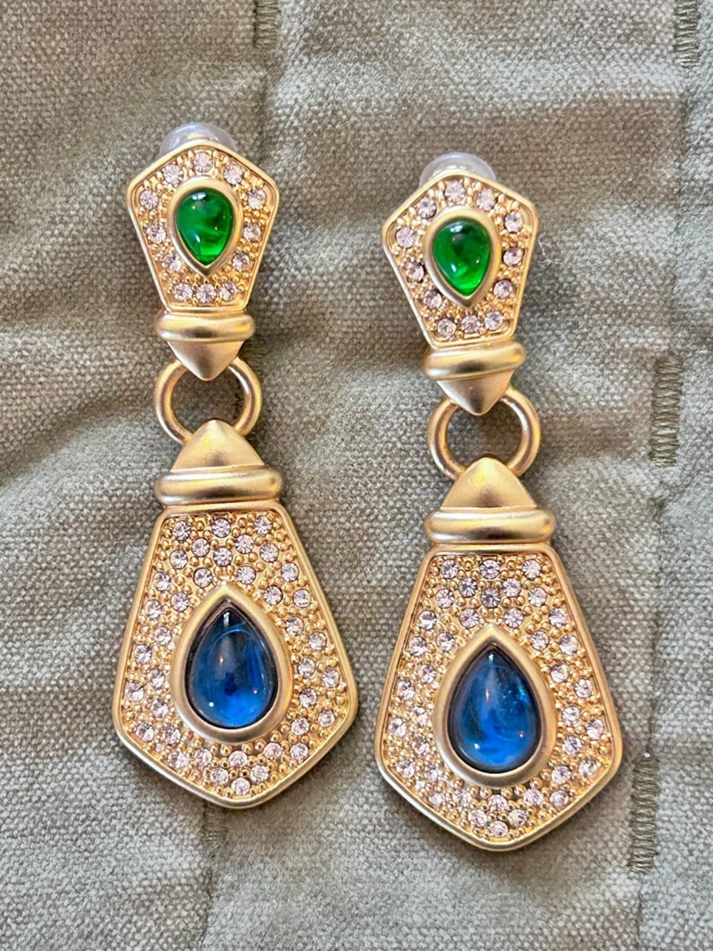 Catwalk Jon Crystal Pave Gold Plated Clip Earrings
